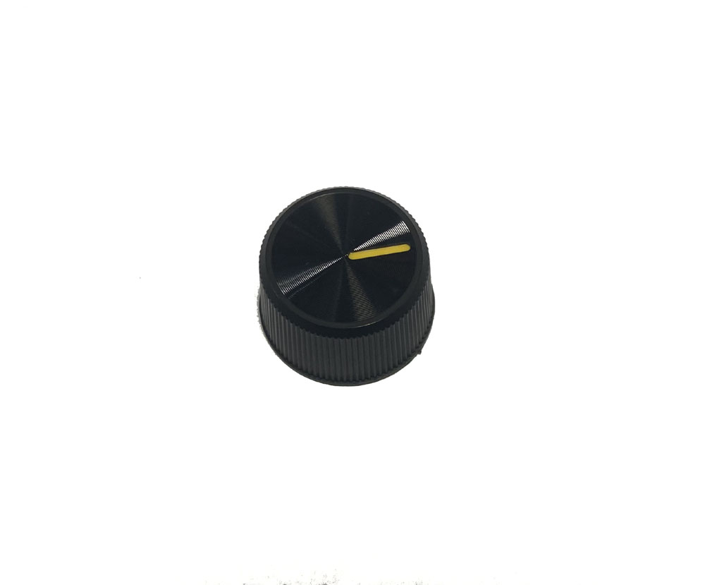 Knob, black, yellow indicator line, Yamaha