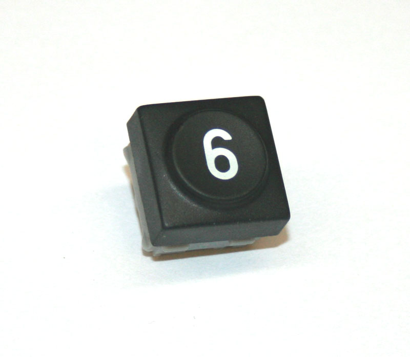 Panel switch, black, with numeral '6'