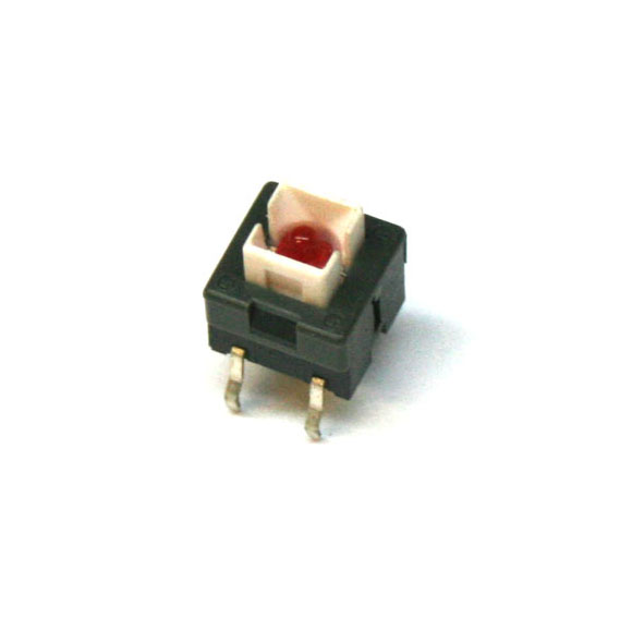 Pushbutton tact switch, with red LED