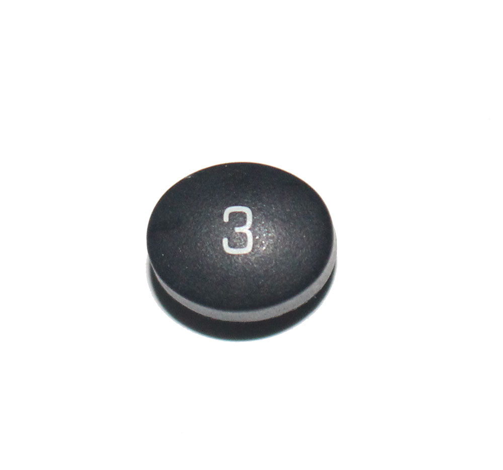 Button, black, with numeral '3', E-mu