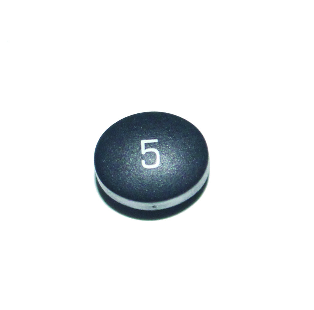 Button, black, with numeral '5', E-mu