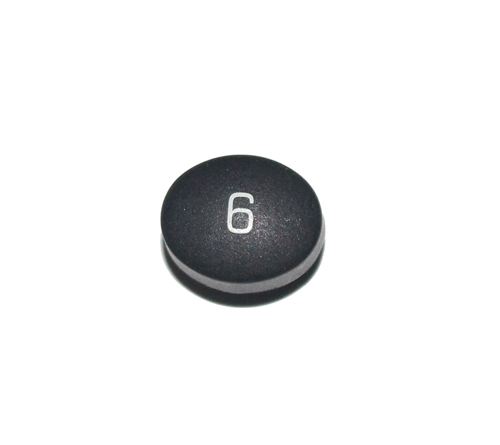 Button, black, with numeral '6 or 9', E-mu