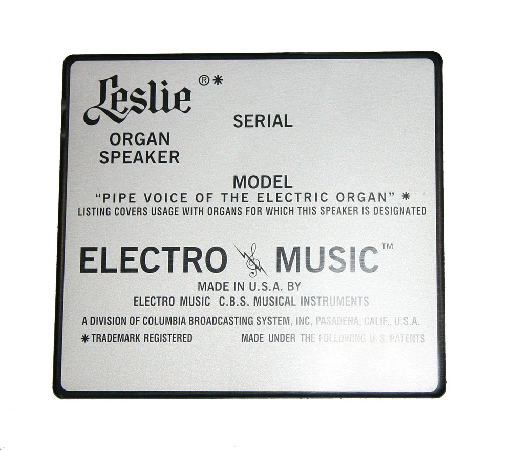 Serial number badge, Leslie