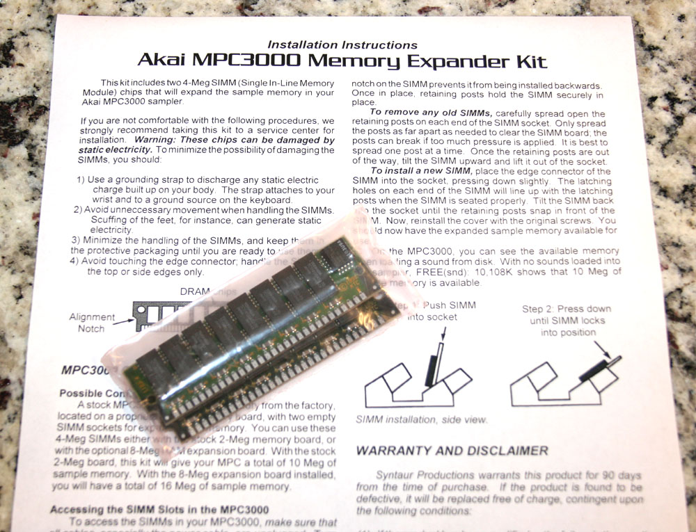 8-Meg Memory Kit for Akai MPC3000, S2000