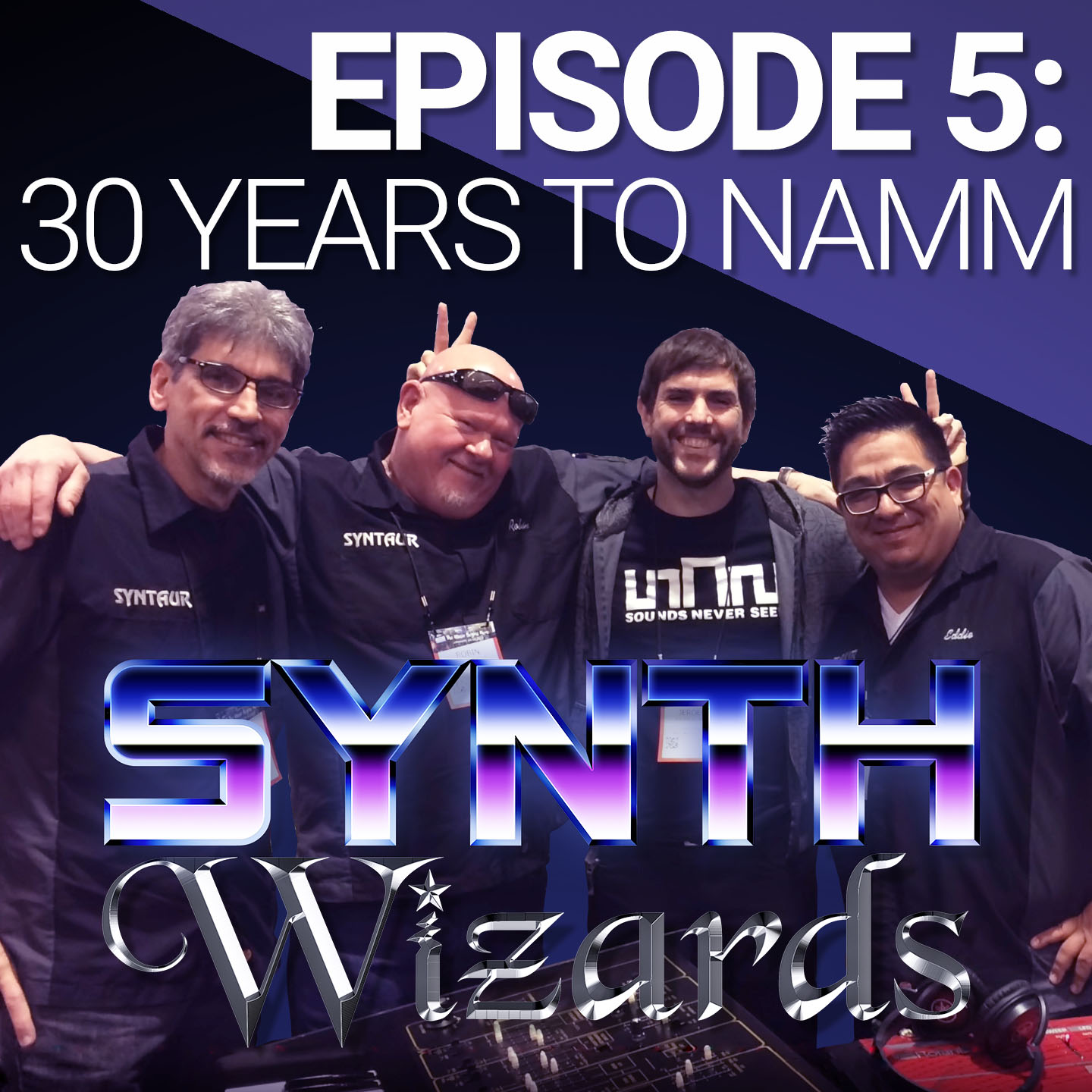 Sam, Robin, Jeroen, and Eddie at the Syntaur NAMM booth.