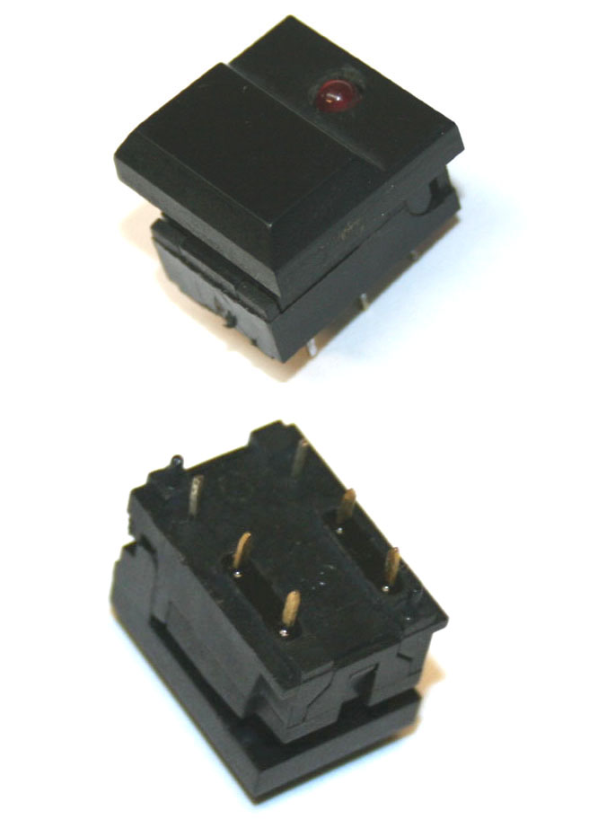 Panel switch, wide, black with LED