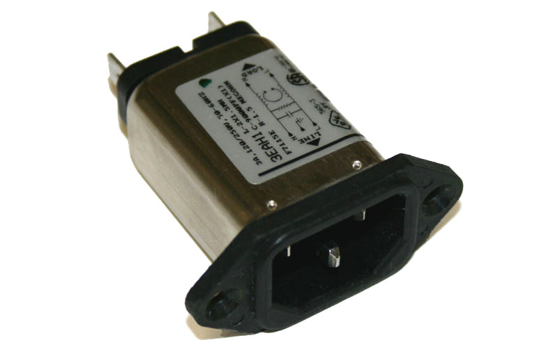 AC line filter/cord receptacle