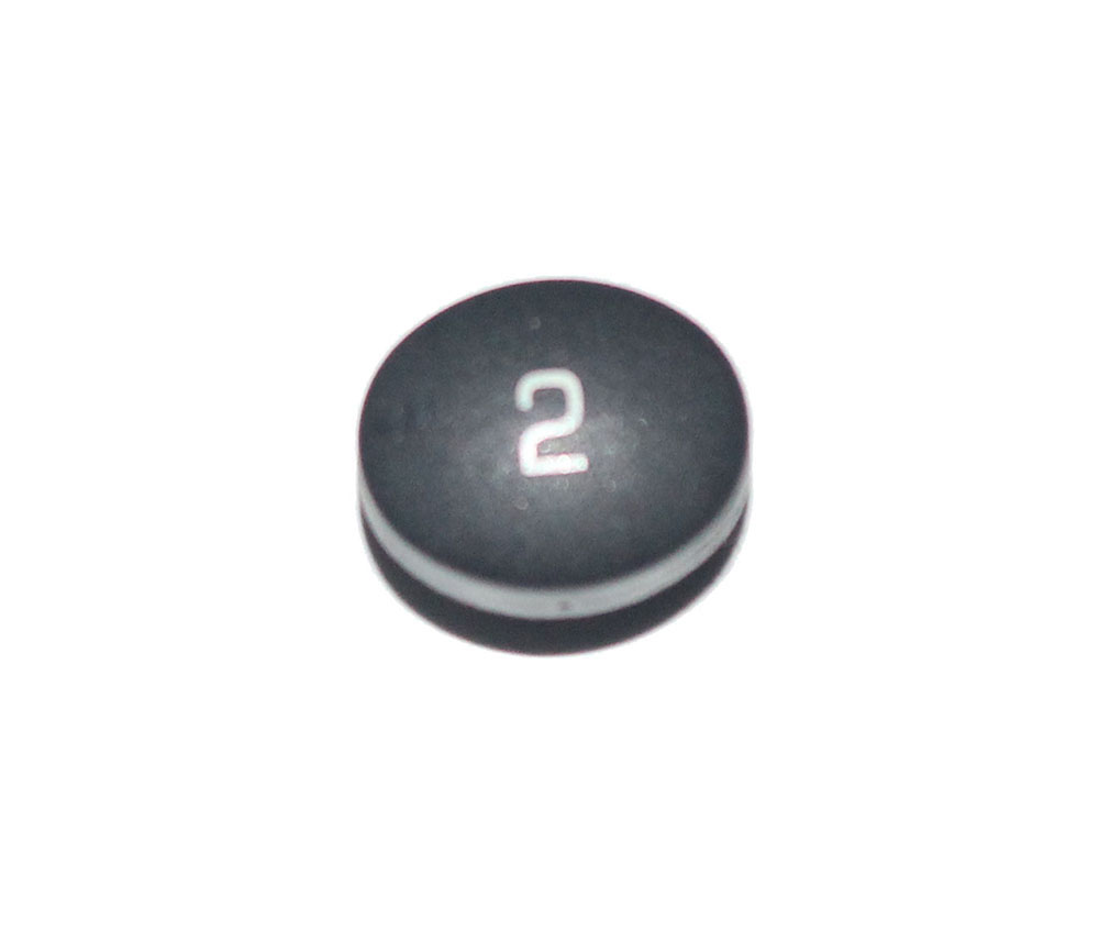 Button, black, with numeral '2', E-mu