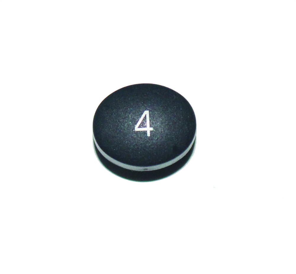 Button, black, with numeral '4', E-mu
