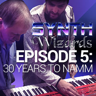 Sam, Robin, Jeroen, and Eddie at the Syntaur NAMM booth.
